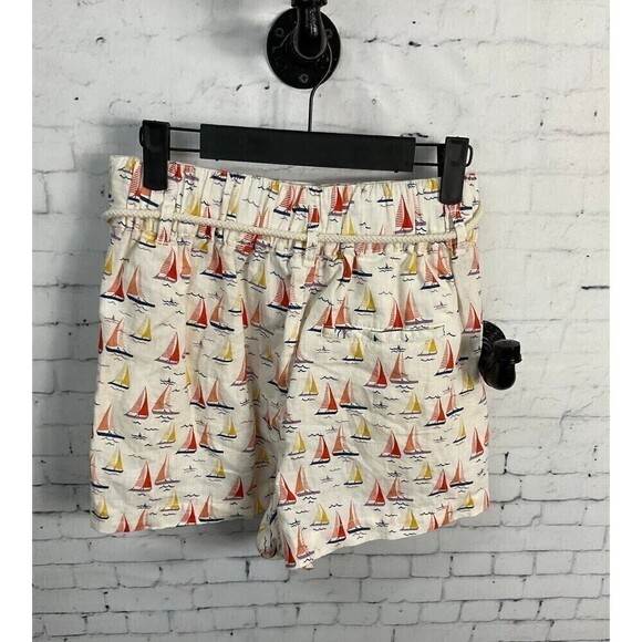 Cynthia Rowley Women Short Linen Ecru Sailboat Print High Rise Size S T2 - Picture 5 of 9